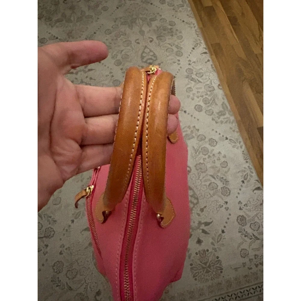 Dooney & Bourke Pink Leather Satchel Y2K Preppy Front Zip Handbag